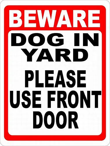 

Beware Dog in Yard Sign Safety Sign Tin Sign 12x16