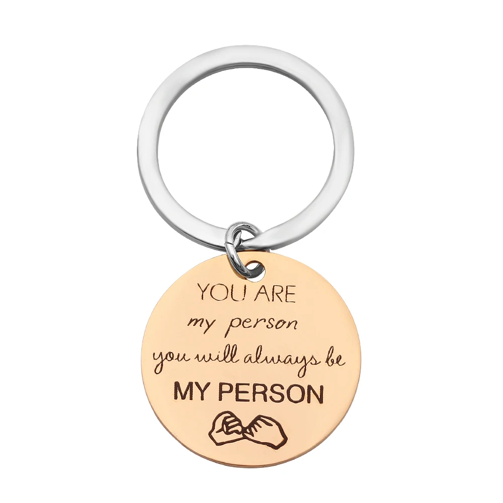 

Default Custom Keychains You Are My Person Couples Personalized Key Chain Gold Stainless Steel Round Charm Valentine's Day Gifts