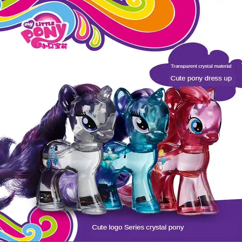 Hasbro My Little Pony Anime Figur Madchen Spielzeug Vollen Satz Kristall Transparent Regenbogen Pony Raritat Pinkie Pie Einhorn Spielzeug Fur Madchen Aliexpress