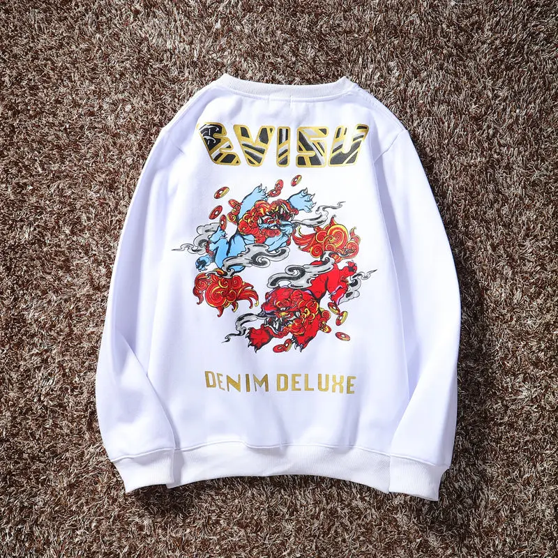 Аутентичный Evisu зимний мужской Повседневный свитер теплый дышащий модный хлопок плюс бархат с длинными рукавами Мужская Женская одежда для влюбленных - Цвет: 119