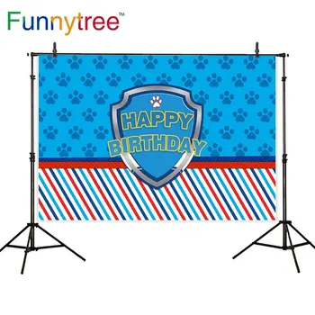 

Funnytree photobooth backdrops Blue puppy paw Child boy Baby shower Birthday background photography photo studio photophone
