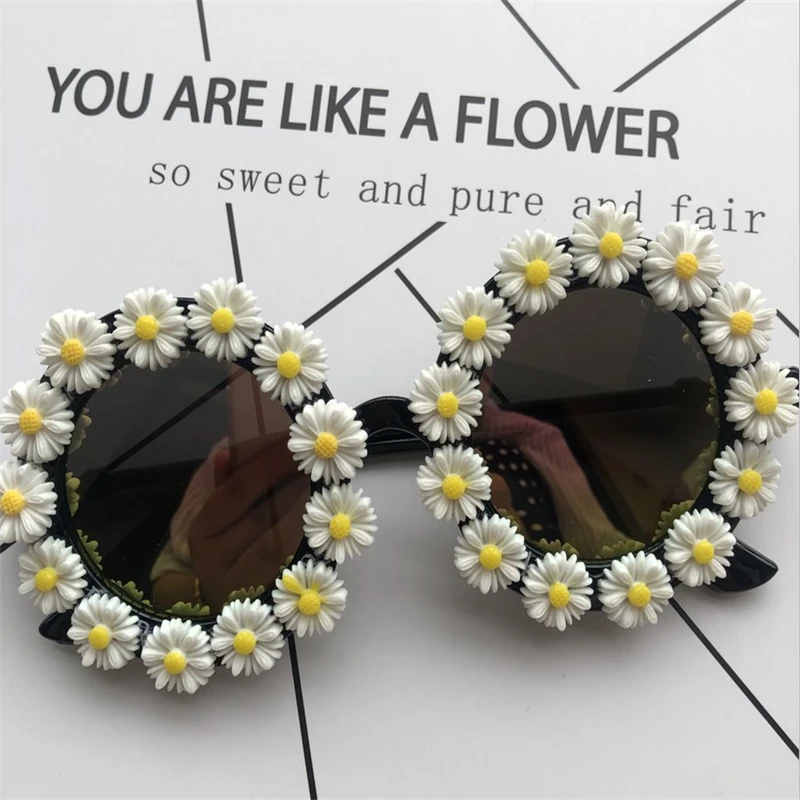 Солнцезащитные очки женские классическая белая Маргаритка серия круглые солнцезащитные очки модные милые очаровательные uv400 очки с защитой от ультрафиолета