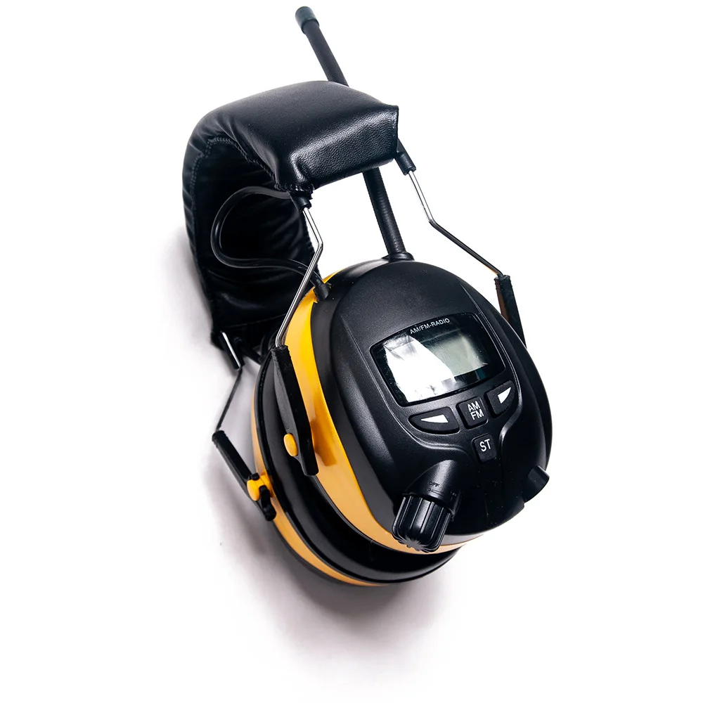 Noise Reduction Soundproof Earmuff For Rest ABS+sponge NRR 28dB Electronic Hearing Protector LCD Display AM FM Radio Earmuff