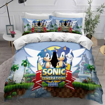 

2/3 Pieces Cartoon Bedding Set 3D Print The Hedgehog Sonic Duvet Cover For Friends Gift Bed Quilt Cover Home Bed Cover Set