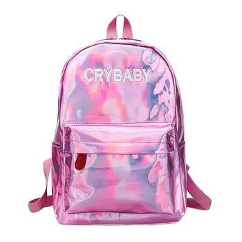 

New Women Backpack Mini Travel Bags Silver Laser Backpack Women Girls Shoulder Bag PU Leather Holographic Backpack Sac a dos