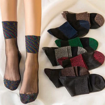 

Wholesale Women Socks Elastic Ultra-thin Transparent Short Socks Crystal Socks High Elastic Skin Color Nylon Short Socks CY