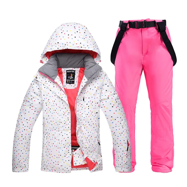 US $44.66 Cheap colorful Female Snow Suit Set Womens Snowboarding Clothing winter Outdoor Sports Waterproof S