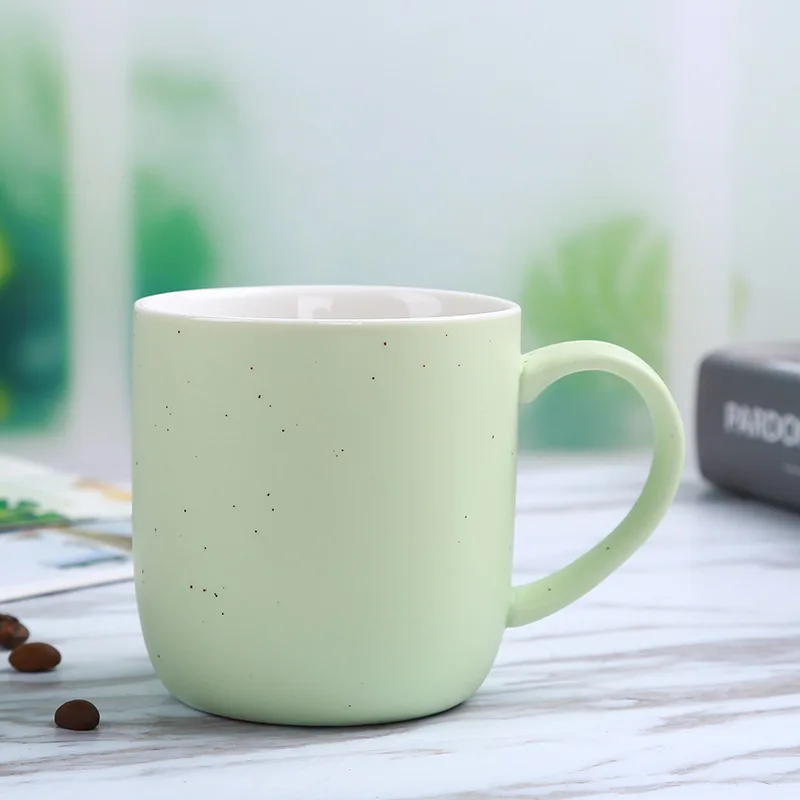 green Китайская керамическая кофейная кружка, чашка для завтрака, молока, овса, фруктового сока, креативная простота, капучино, латте, кофейные кружки, Офисная чашка - Цвет: green