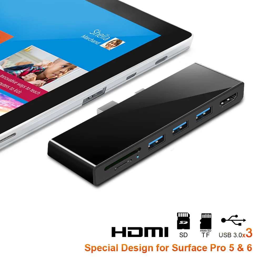 Док-станция Surface Pro USB 3,0 концентратор SD TF кард-ридер 4K HDMI адаптер для pro 56
