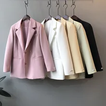 Blazer Beige à trois boutons pour femmes, manteau à manches longues, fendu au dos, solide, élégant, décontracté, 5 couleurs 