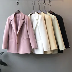Três botão feminino bege blazer voltar dividir sólido elegante manga longa casual feminino blazer casaco 5 cores