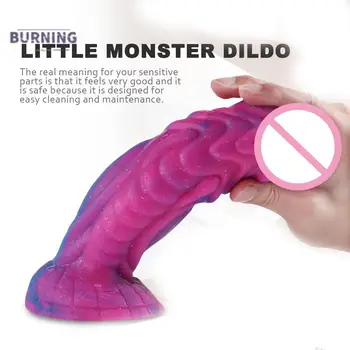 Big Dragon Monster Dildo Liquid Silicone Texture Sucker Rose Red with Blue Big Dick Animal Anal Dildo DILDO Sex Toys For Couples 4