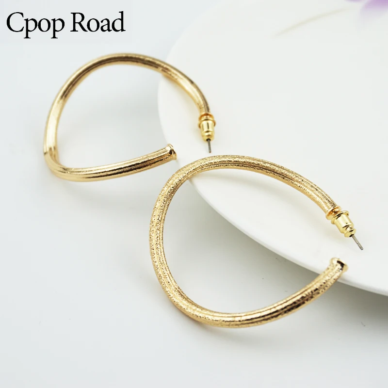 Cpop Матовые Круглые Золотые серьги-кольца для женщин модные круглые серьги кольца