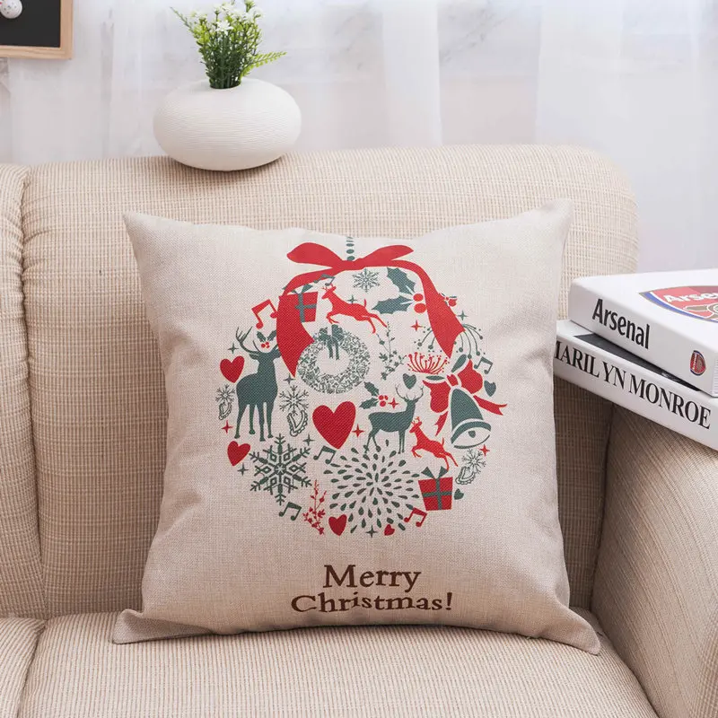 45x45 см, хлопковое белье, рождественское покрывало, подушка, Рождественский Декор для дома, новогодний декор,, Navidad, рождественский подарок - Цвет: D