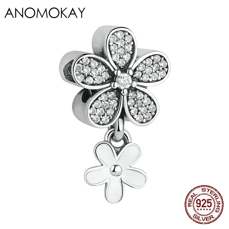Anomokay 100% Стерлинговое Серебро 925 пробы двойная Цветочная Подвеска подходящий