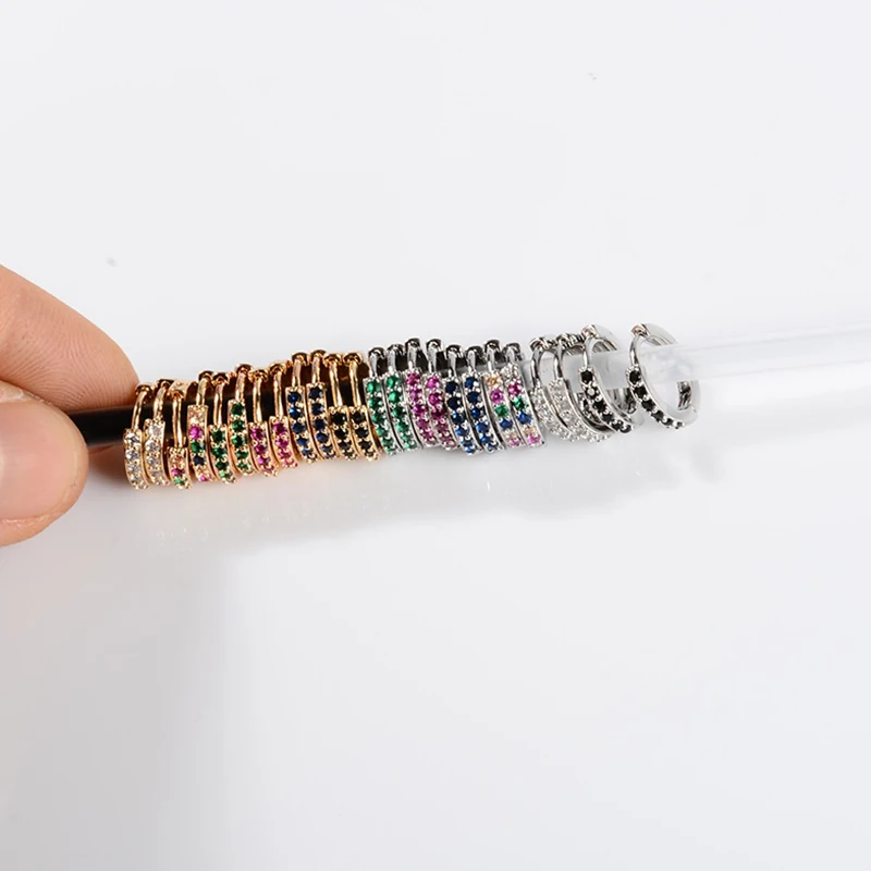 Small Huggies Hoop Earrings Multicolor Cz Hoop Cartilage Earrings Stud Minimal Tiny Ear Piercing Jewelry Wholesale