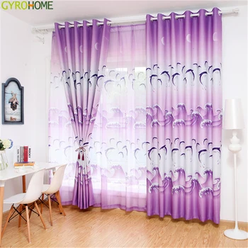 

Modern High Shading Curtains Fabric Finished Custom Tulle Children Cartoon Dolphin Living Room Bedroom Windows Drape GYC2399