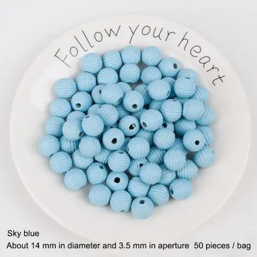 Sky Blue 50 шт., Детские бусины для рукоделия, деревянная нить, улей, разделитель, бусины, сделай сам, ювелирный аксессуар для рукоделия 14 мм - Цвет: Sky Blue