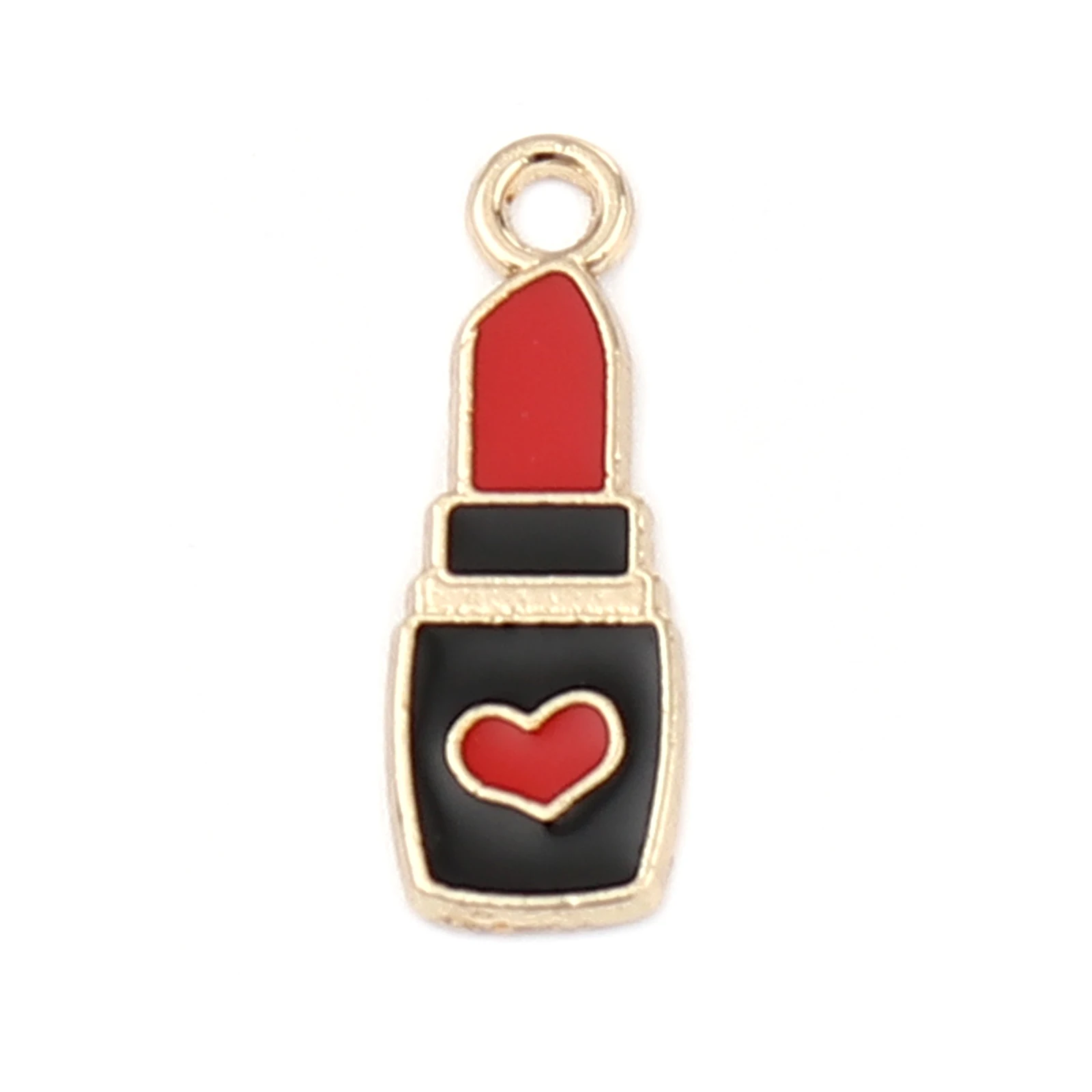20 PCs Zinc Based Alloy Makeup Charms Lipstick Gold Color Black & Red