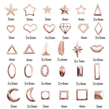 

Shiny Nail Metal Rivets Rose Gold Studs Star/month/geometric pattern Nail Art Manicure Decoration Accessories 1000pcs