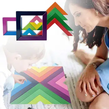 

Rainbow Stacking Blocks Wooden Stacking Bricks Learning Educational Toy Wooden 3D Puzzle Toy For Kids Stacking Games