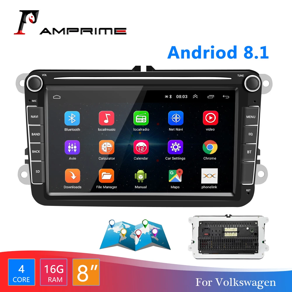 AMPrime Android 2 din CarDVD мультимедийный плеер GPS навигация WIFI Авторадио Mirrorlink USB FM стерео с задней камерой AMPrime Android 2 din CarDVD мультимедийный плеер GPS навигация WIFI Авторадио Mirrorlink USB FM стерео с задней камерой