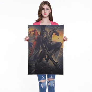 

1PC Marvel Movie Spiderman Vintage Poster Collection Wall Sticker Bar Cafe Home Kraft Paper Decoration Painting 51X36cm