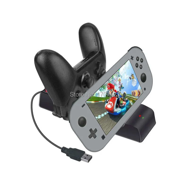 

Black Dual Charger Dock for Nintendo Switch Lite Console for Nintend Switch Pro Controller