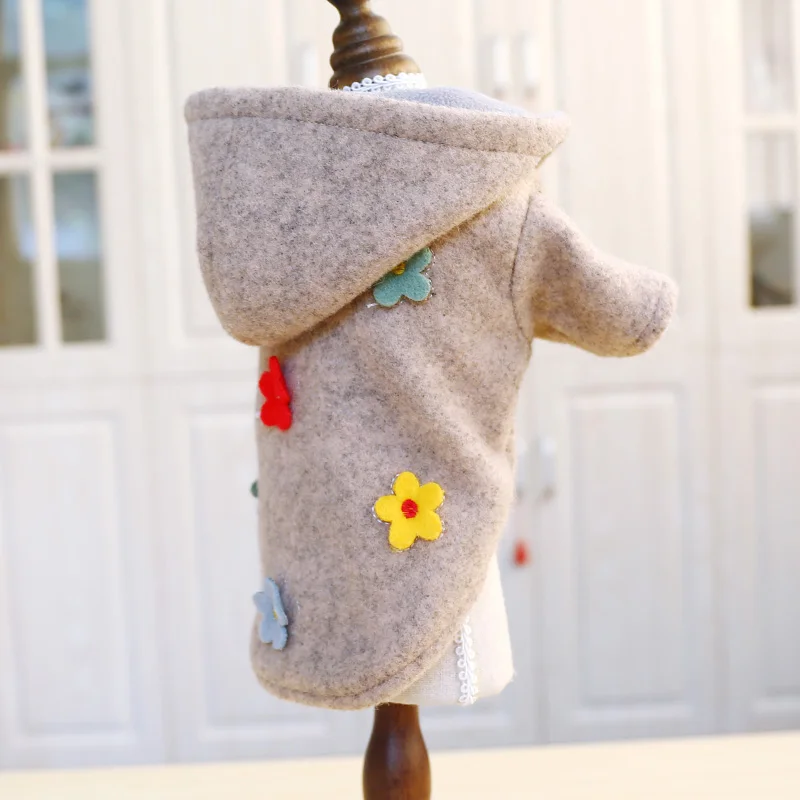 PETCIRCLE одежда для любимца Мишка шпиц модная одежда с маленькими цветами шерстяная Толстая осенне-зимняя одежда