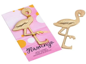 

300pcs/Lot+"Fancy and Feathered" Flamingo Bottle Openers Gold Bottle Opener Bridal Shower Favors
