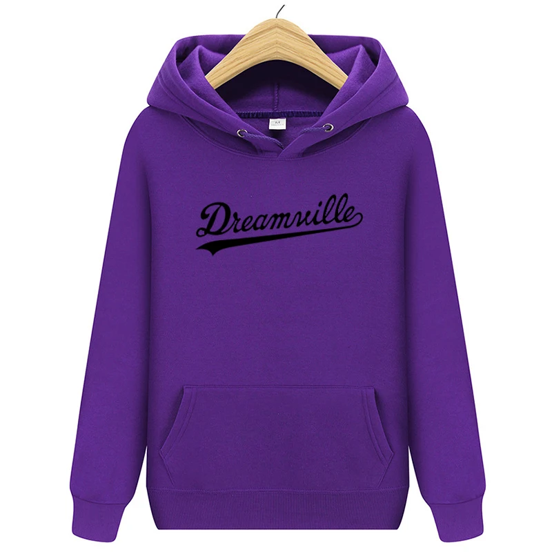 purple Fashion New Hoodies Men Hip Hop DREAMVILLE J Cole Logo Hooded Swag Letter Fleece J Cole Hoodie Winter Hoodies Men Pullove - Цвет: purple