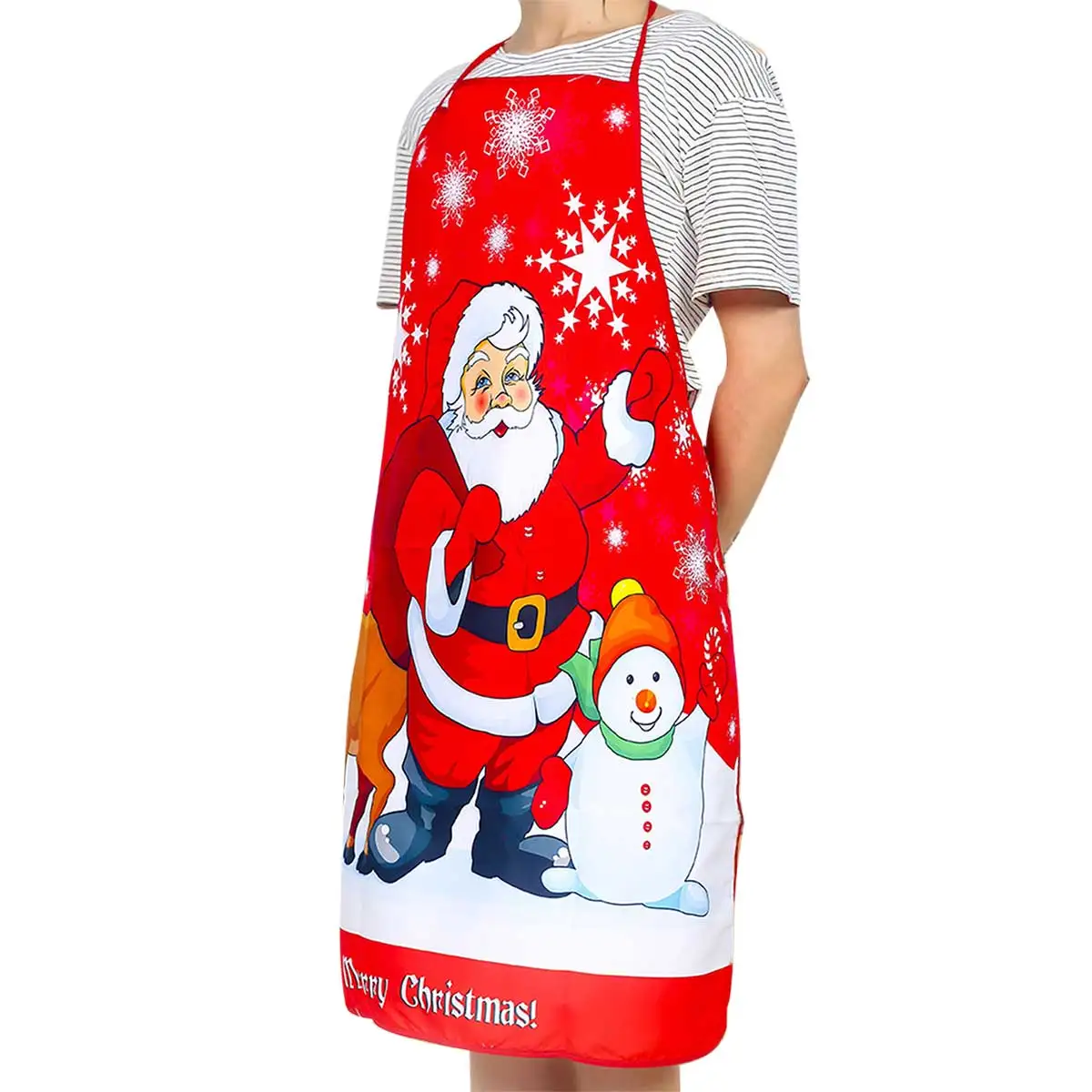 1Pcs Red Christmas Aprons Adult Santa Claus Aprons Women and Men Dinner Party Decor Home Kitchen Cooking Baking Cleaning Apron