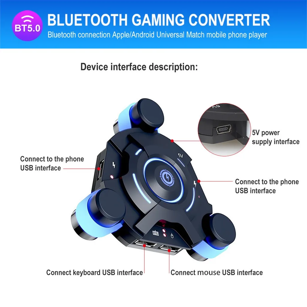 Лидер продаж продуктов Портативный Мобильный Bluetooth адаптер игровая клавиатура мышь конвертер для PUBG поддержка прямой доставки