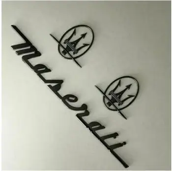 

3PC SET Gloss Black silver Emblem fit For Maserat i RH & LH Side Trunk Logo Badges Nameplate