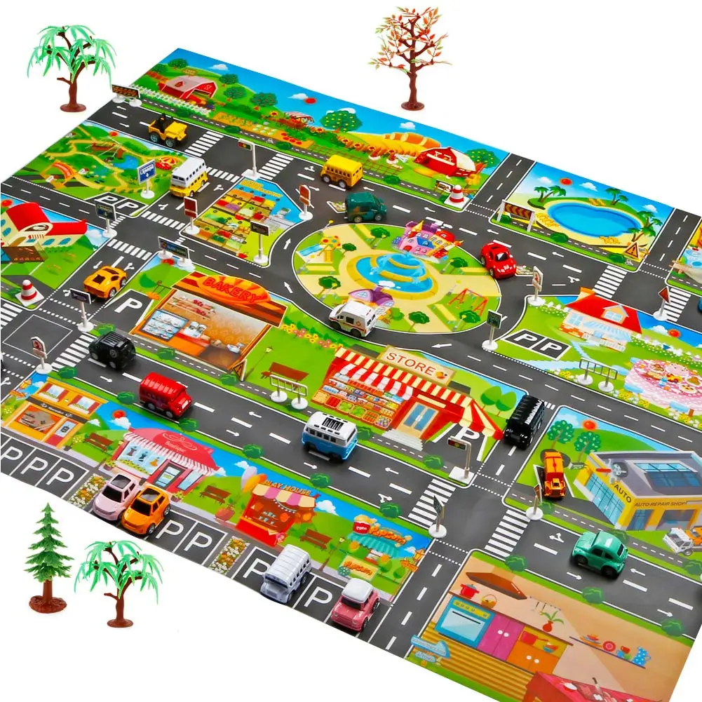 Детские игровые коврики, домашние дорожные знаки, модель автомобиля, парковочная Карта города