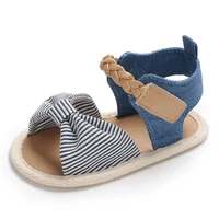 Summer Men and Women Baby 0 to 18 Months, Bowknot Stripe Flower Princess Comfortable Soft Bottom Shoes First Steps 5