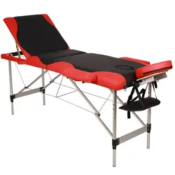 Портативный складной алюминиевый массажный стол для спа бодибилдинга, черный с красным краем, аксессуары для салона, быстрая доставка