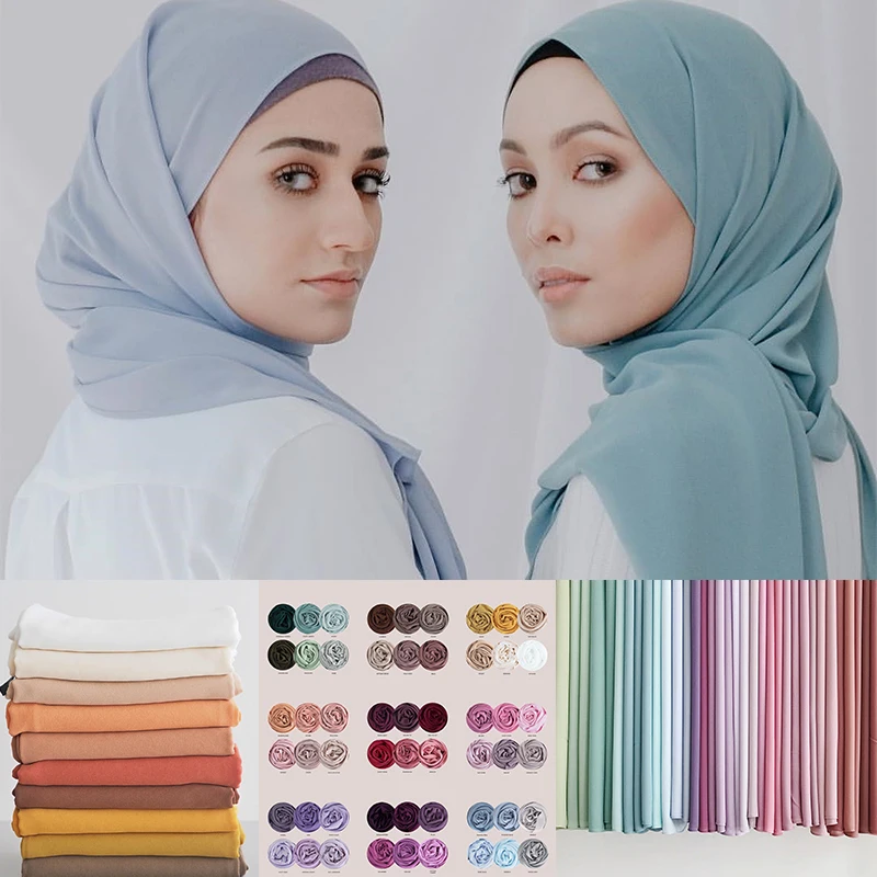 

Plain Bubble Chiffon Hijab Scarf Women Muslim Hijabs Head Scarf Headwraps Islamic Shawl and Wrap Pashmina Scarves Foulard Femme