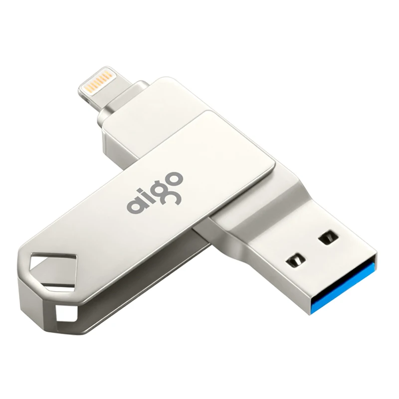 US $71.32 Aigo Dual Interface High Speed Metal Usb 30 For Iphone 256G 360 Rotatable Stuck Point Design Pendrive Onekey Backup
