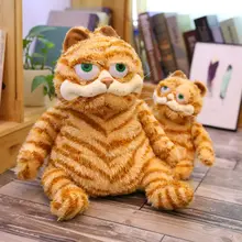 Swag – jouet en peluche pour chat paresseux, gros yeux verts, barbe blanche, animal de compagnie à rayures, Orange