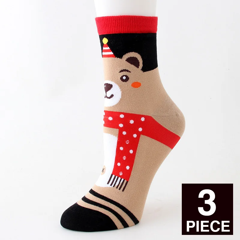 Милые хлопковые носки женские носки с героями мультфильмов красочные забавные каваи лося носки индивидуальный Рождественский подарок для девочек 3 пар/лот# F - Цвет: L 3 pairs