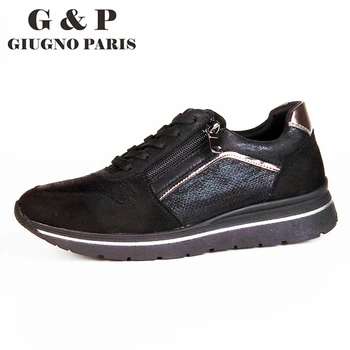 

Flats shoes women comfortable sneakers new autumn winter design with zipper 35mm platform easy to wear walk