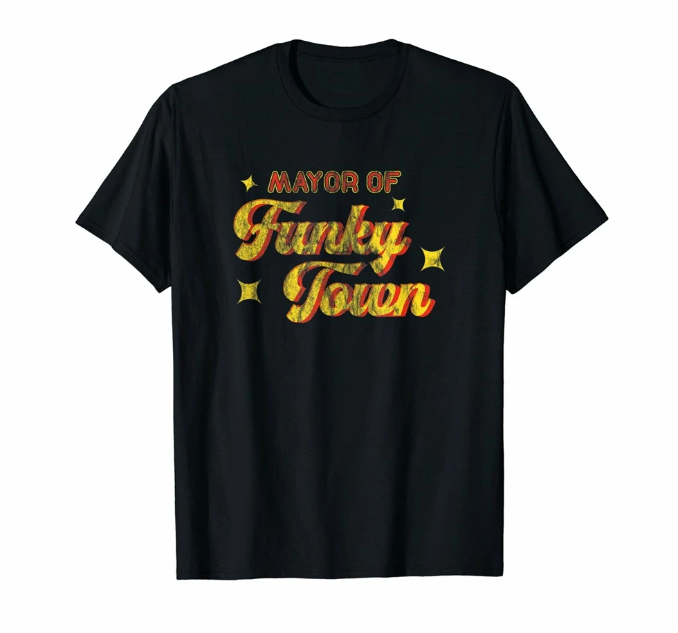 Black Mayor Of Funky Town T-Shirt Vintage Disco 70S Retro Funk Tee 100% Cotton Oversized Shirt | Мужская одежда