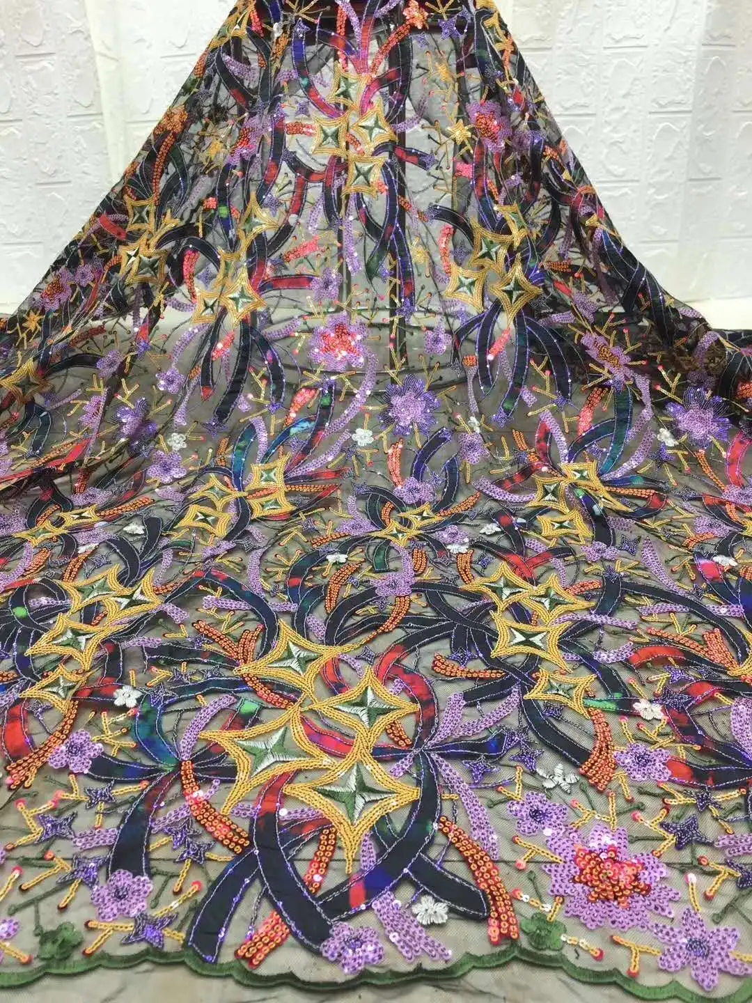 

African sequin lace fabric 2021 embroidery Nigeria lace fabric high quality French tulle lace fabric clothes FJ39091