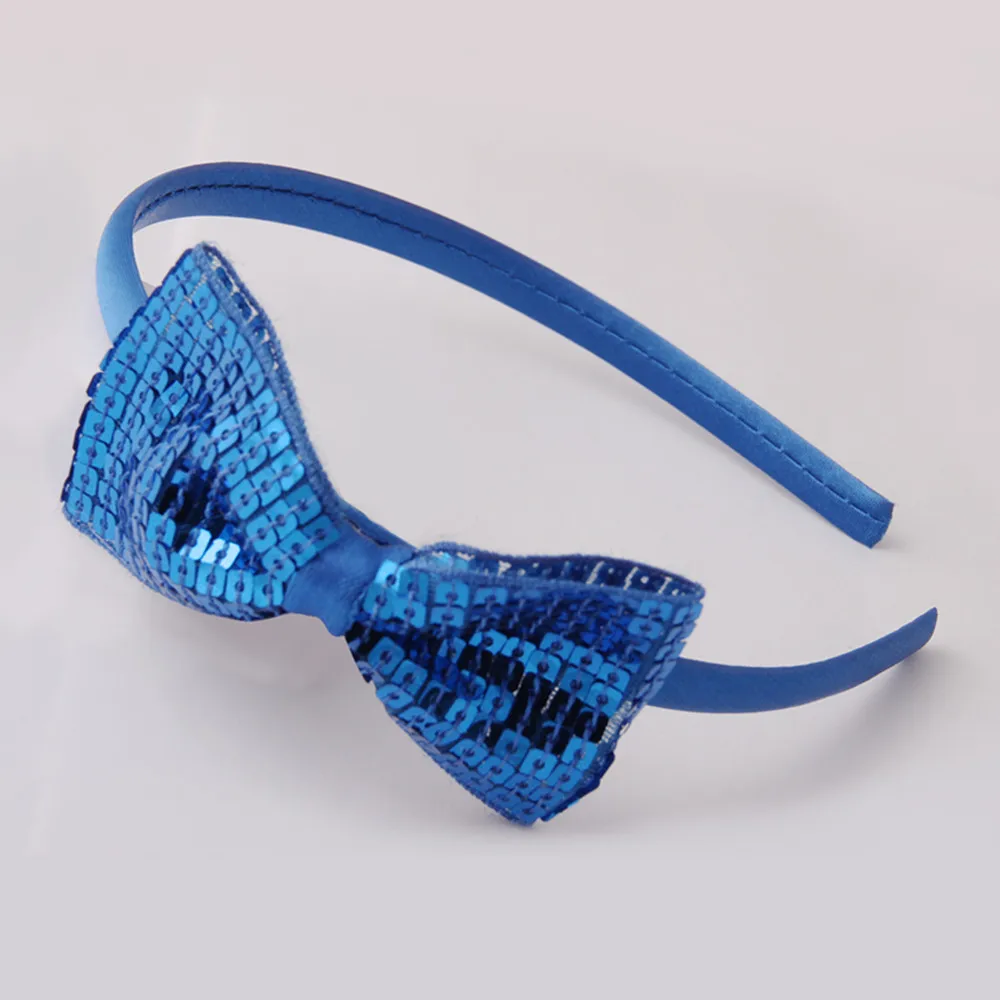 Royal blue headband Новые однотонные повязки для волос Meimie для девочек, аксессуары для волос с блестками, модная повязка для волос с бантом для детей, Изысканные предметы - Цвет: Royal blue headband
