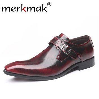 

Merkmak Men Dress Shoes Formal Pointed Toe British Business Wedding Party Casual Men Leather Shoes Comfortable Shoes Men's