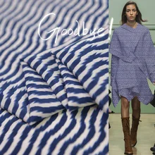 100 см* 140 см синяя полоска шелк крепдешин Япония рубашка материал