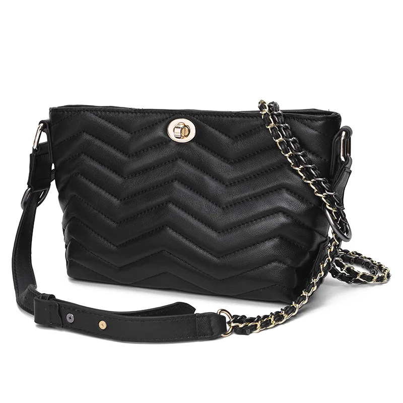 

Australia Kaqi 2019 New Style Double Chain Sheepskin Bag Shoulder Hand Shoulder WOMEN'S Bag Bag Wave WOMEN'S Bag