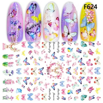 

5Pcs Nail Decal and Sticker Flower Leaf Tree Green Simple Summer DIY Slider for Manicure Nail Art Watermark Manicure DecoR