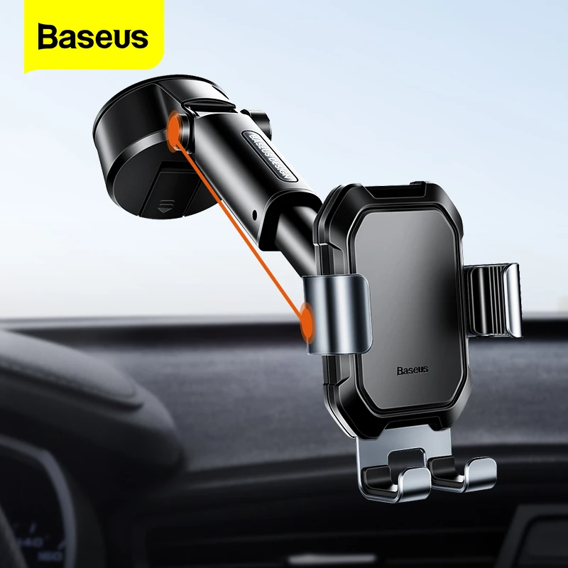 Baseus Gravity Car Phone Holder Suction Cup Adjustable Universal Holder Stand in Car GPS Mount For iPhone 12 Pro Max Xiaomi POCO